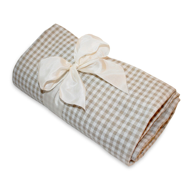Traditional Gingham Picnic Throw- Tan