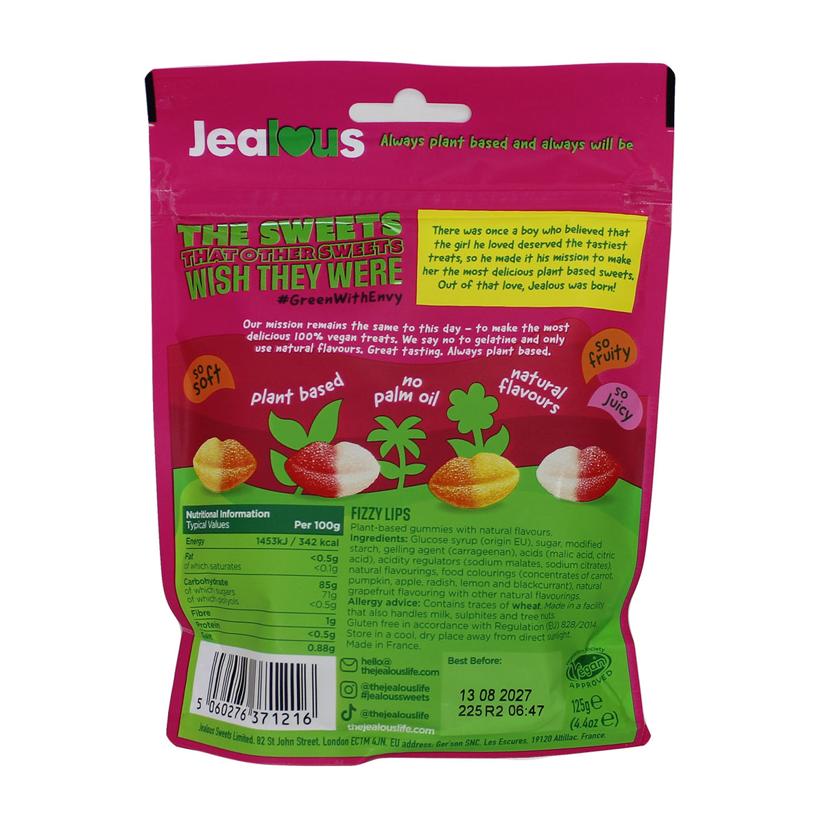 Jealous Sweets Fizzy Lips 125g