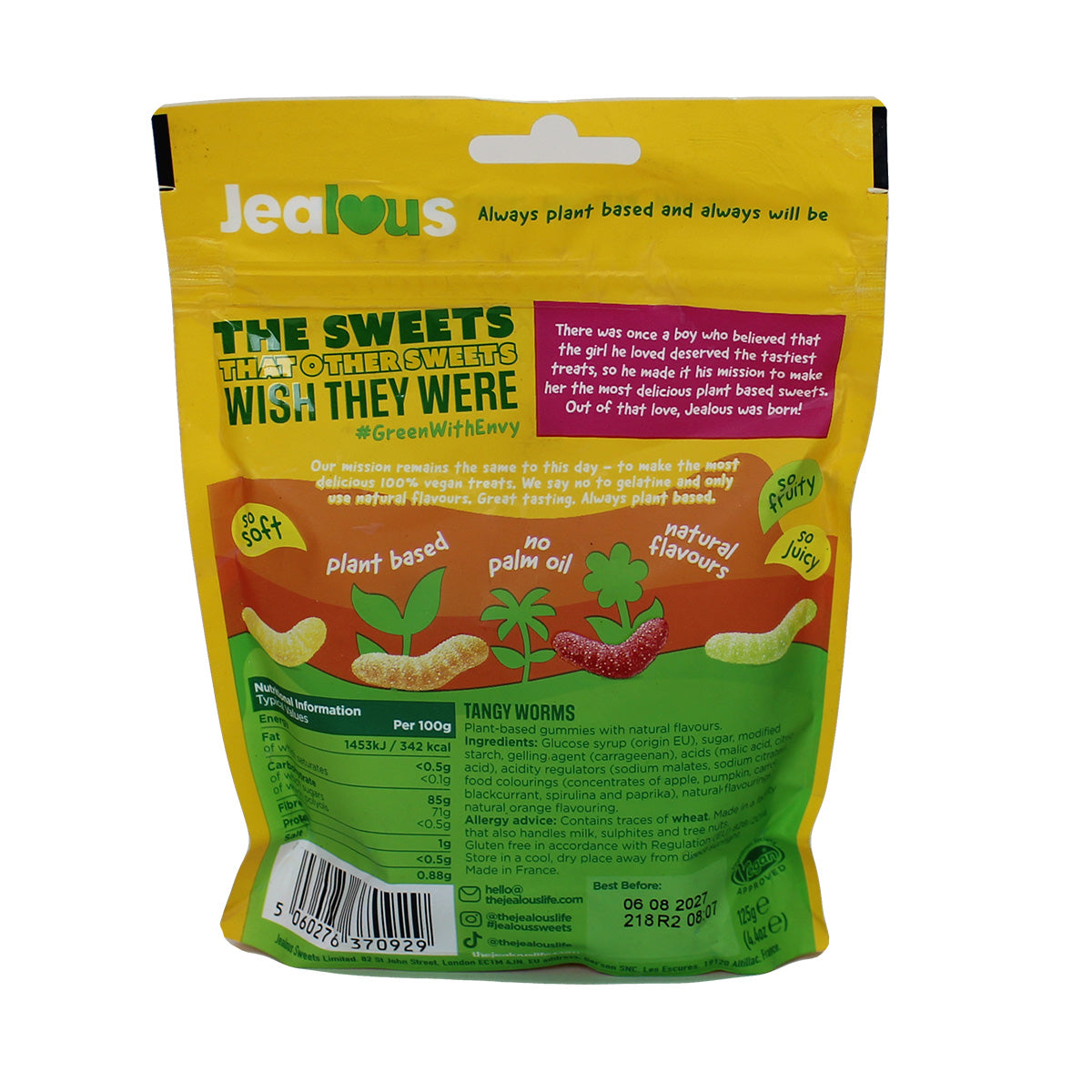 Jealous Sweets Tangy Worms 125g