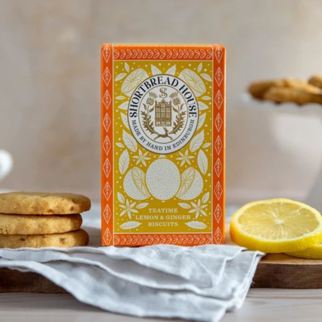 Shortbread House Sweet Biscuits with Lemon & Ginger Tea Time Box 140g