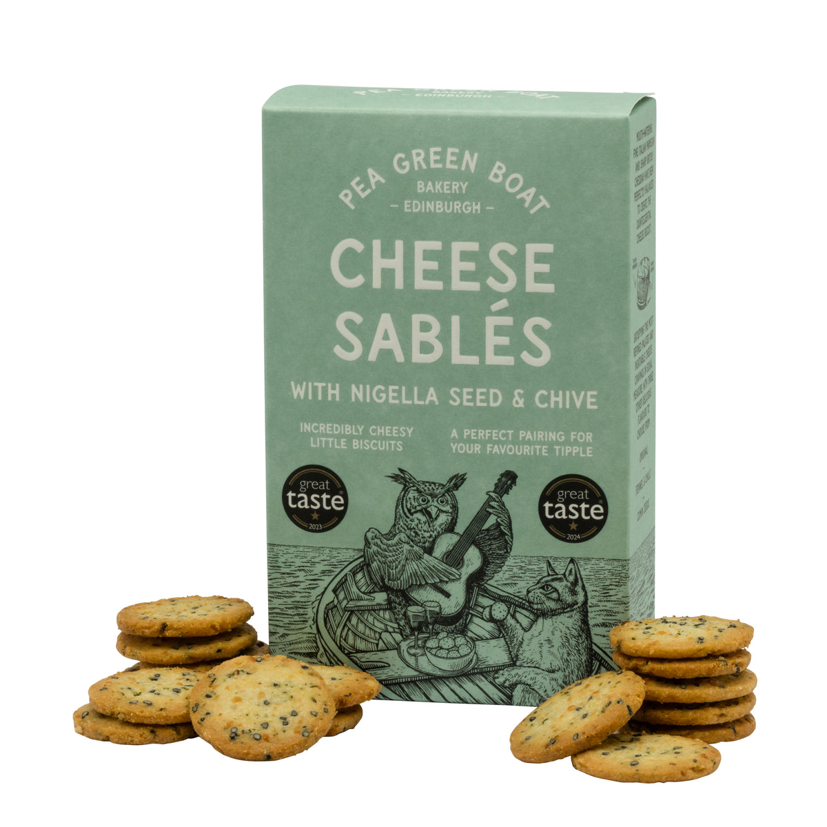 Pea Green Boat Cheese Sables Nigella Seed & Chive