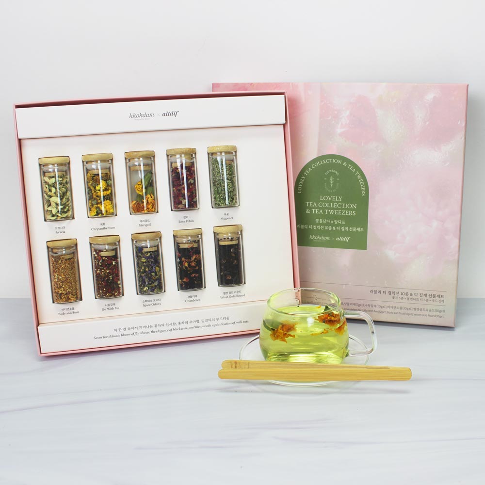 Kkokdam Lovely Tea Collection & Tea Tweezers Gift Set