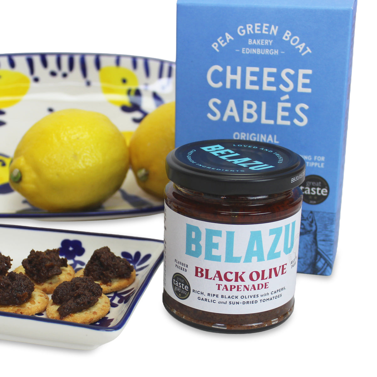 Mediterranean Lemon Serving Gift Set with Olive Tapenade & Cheese Sablés