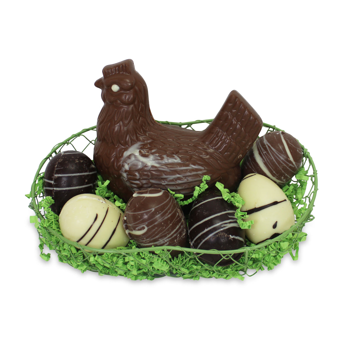 Chocolate Hen and Eggs in Basket 12.7oz