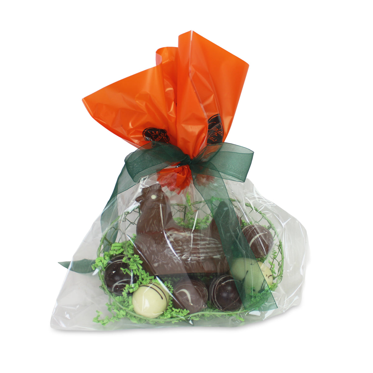 Chocolate Hen and Eggs in Basket 12.7oz