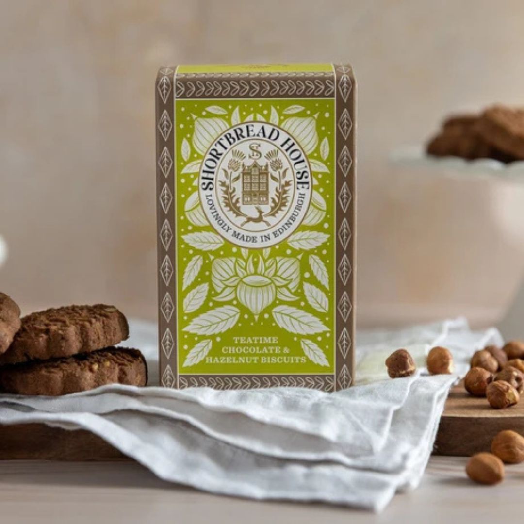 Shortbread House Sweet Biscuits with Chocolate & Hazelnut Tea Time Box 140g
