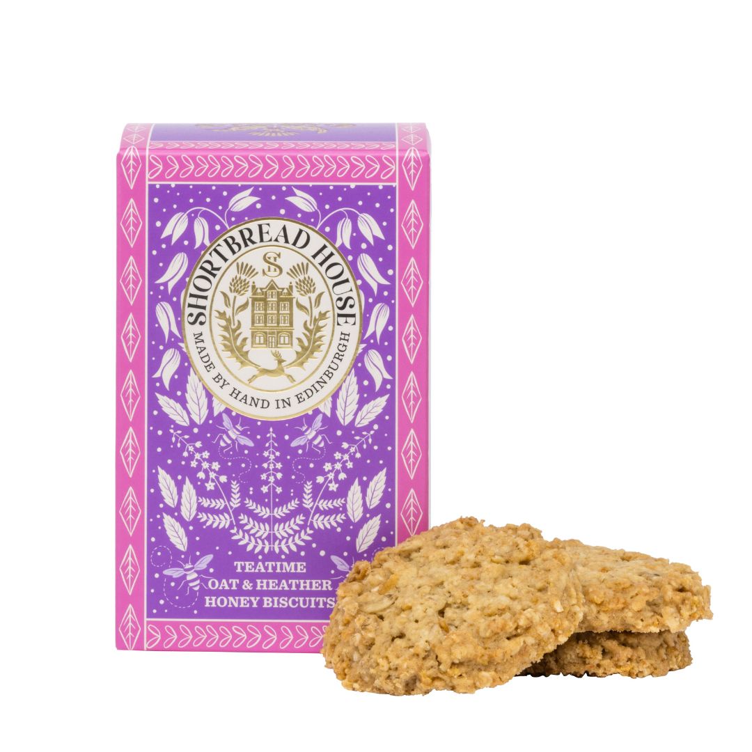 Shortbread House Sweet Biscuits Heather Honey Oaties Tea Time Box 140g