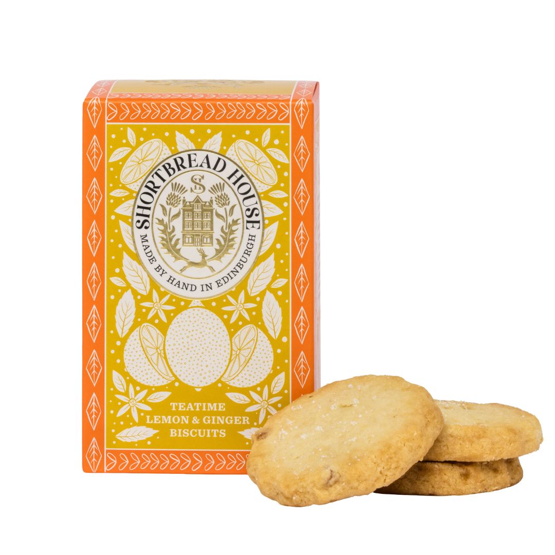 Shortbread House Sweet Biscuits with Lemon & Ginger Tea Time Box 140g