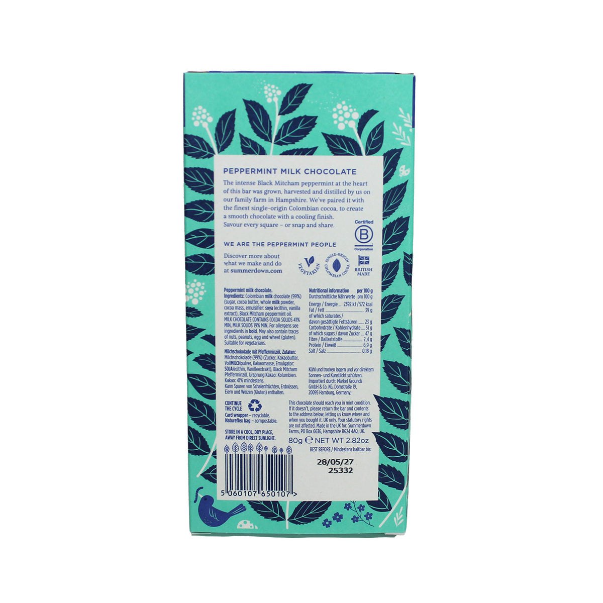 Summerdown Peppermint Milk Chocolate Bar (80g)