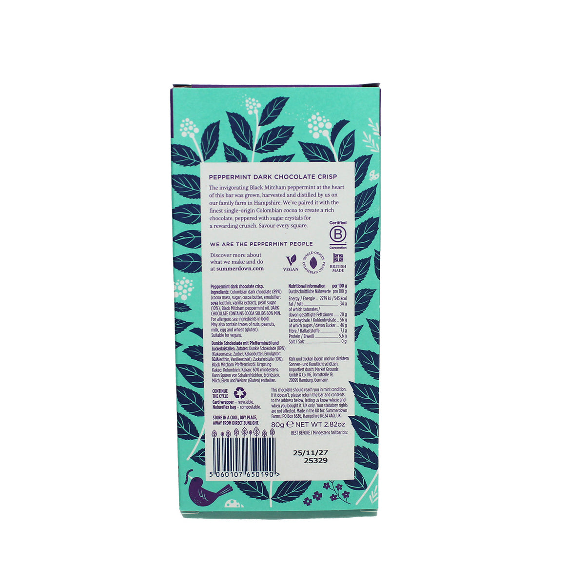 Summerdown Peppermint Dark Chocolate Crisp Bar (80g)